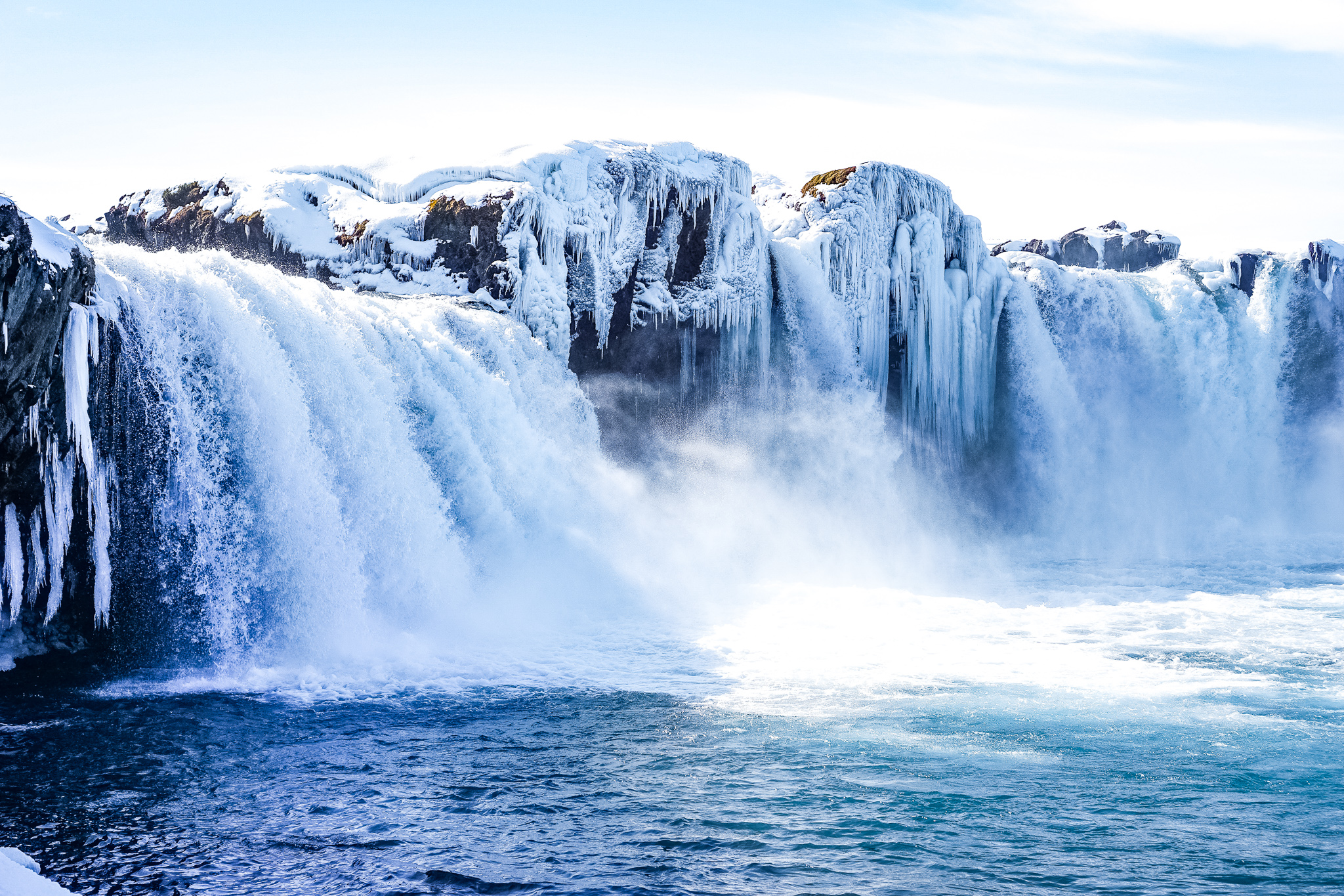 frozen icelandic waterfall